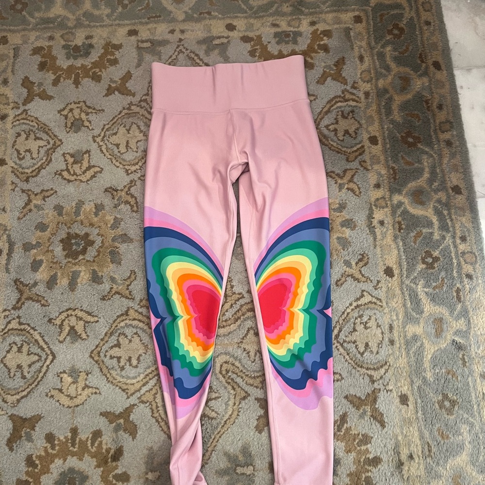 Terez Pink Leggings with Rainbow Butterfly Design